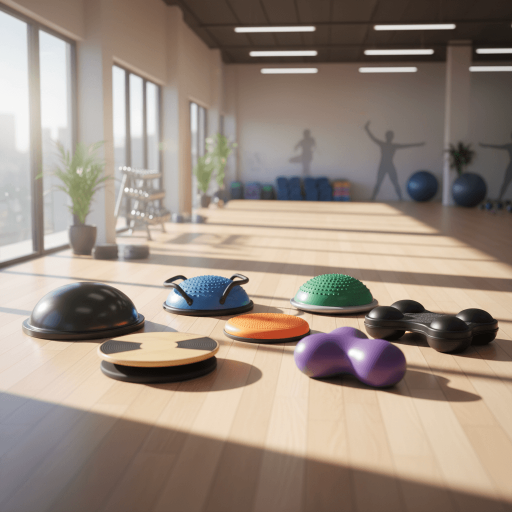 Display of multiple balance trainers showing product variety and quality