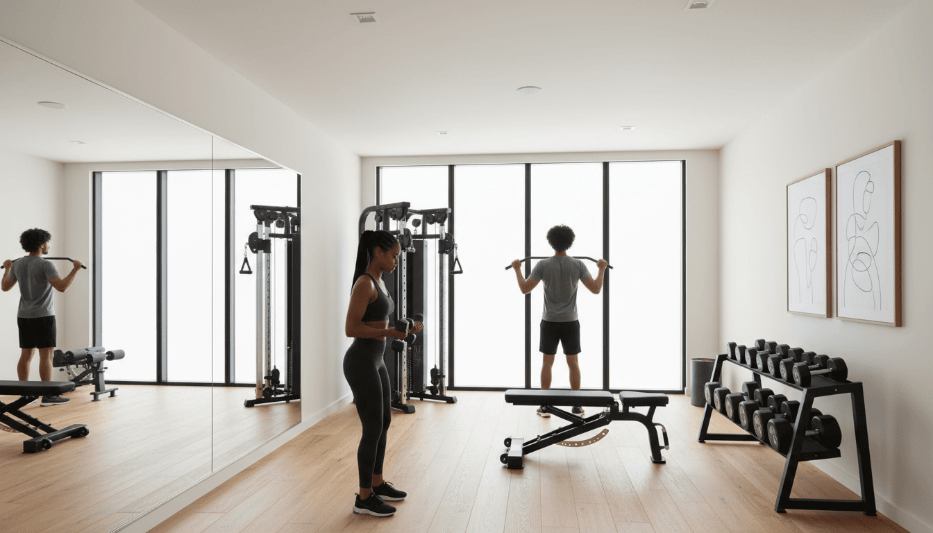 Multiple balance trainers displayed in home gym